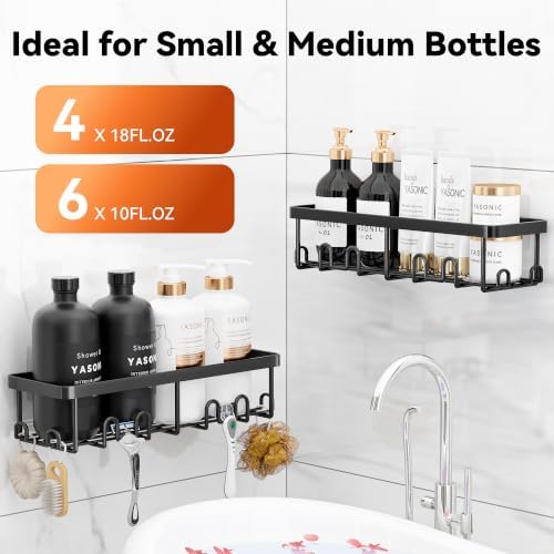 YASONIC Shower Caddy Adhesive, Rustproof Shower Organizer, Wall Shower Rack - Image 2