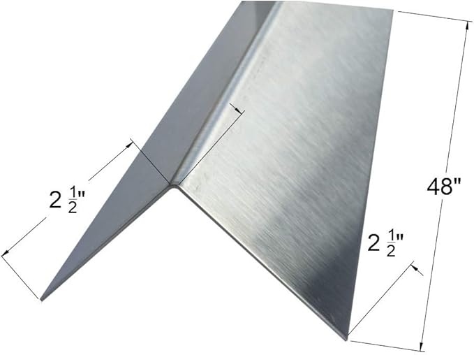 Brushed 304 Stainless Steel Corner Guards, 48" Wall Protectors, 20ga & 16ga, Available in 1/2" to 4", Multi-Pack Options (1, 2, 5, or 10) (5, 2 1/2 x 2 1/2, 20ga, No Hug Edges)