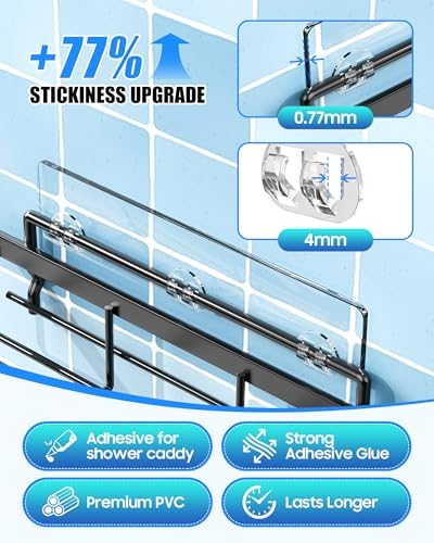 9 Pack Shower Caddy Adhesive Replacement, Strong Waterproof Transparent - Image 5