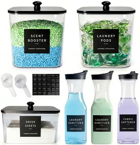 3+3 Pack Laundry Pods Containers & Dryer Sheet Holder & Laundry Detergent by Unknown