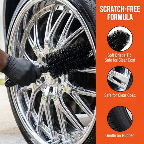 Car Wheel & Tire Wash Brush, Anti Scratch Car Tire Cleaning Brush - Image 3