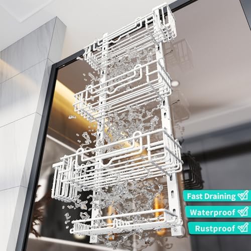 HapiRm 4 Tier Over the Door Shower Caddy, Hanging Shower Caddy - Image 5
