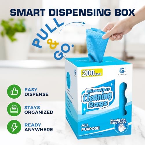 GLIMGLINT Reusable Shop Towels, 200 Pack Microfiber Cleaning Cloth, 11 x9 - Image 5