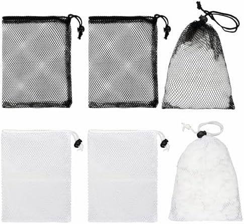 10 Pcs Small Mesh Bags Drawstring, 7.87x6 Inch Black Nylon Net Bags by EOMTUR