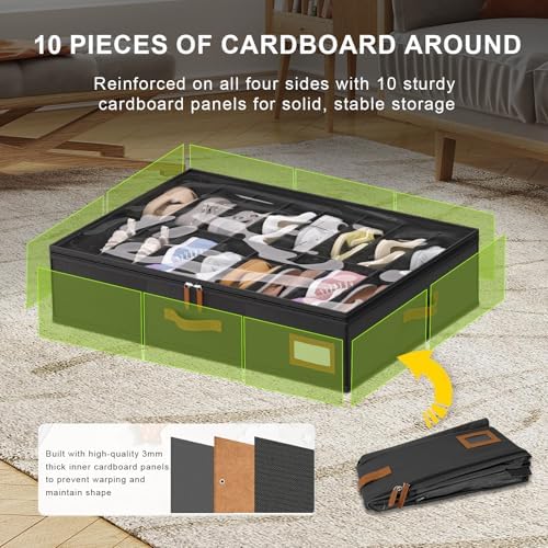 homyfort Shoe Organizer Under Bed, Fits 32 Pairs, Under bed Shoe Storage Boxes - Image 5