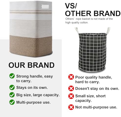 80L Large Cotton Rope Laundry Basket - Image 5