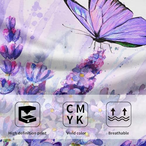 Watercolor Lavender Butterfly Kitchen Towels Set of 2 Purple Flower Butterflies - Image 3