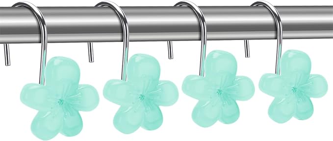 Cute Flower Shower Curtain Hooks, Glow in The Dark, Pretty Floral Themed - Image 4