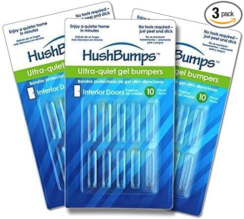 HushBumps Ultra-Quiet Bumpers for Interior Doors 3-Pack. Prevents Door Slamming and Provides Soft Close. Just Peel & Stick. No Tools Required. Silences Door Closing. 30 pcs.
