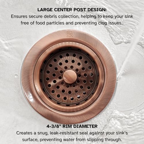 Westbrass A214-11 3-1/2" Post Style Large Kitchen Sink Basket Strainer - Image 5