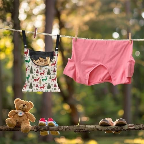 Christmas Deer Hanging Peg Bag, Heavy Duty Clothespin Storage - Image 4