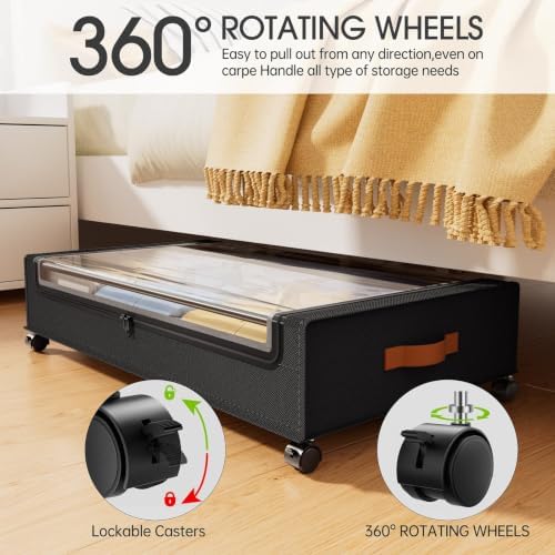 Yecaye Under Bed Storage with Wheels 60L, 2 Pack Under Bed Storage Containers - Image 3