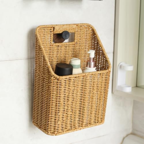 Set of 2 Waterproof Rattan Hanging Storage Baskets, Wicker Wall Baskets Decor - Image 7