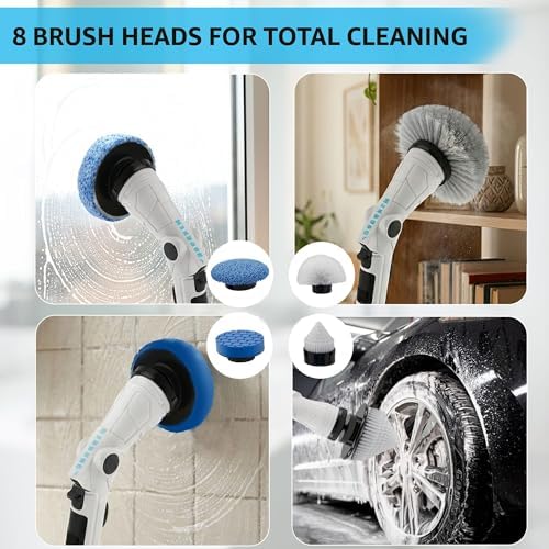 Electric Spin Scrubber, 3 Speeds 8 Heads Bathroom Cleaning Brush - Image 5
