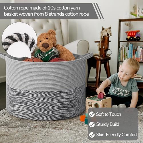 INDRESSME 115L Extra Large Woven Rope Blanket Basket Living Room - Image 3