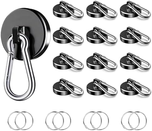 Magnetic Hooks Heavy Duty 150Lbs, 12 Pack Black Super Strong Hooks by VSKIZ