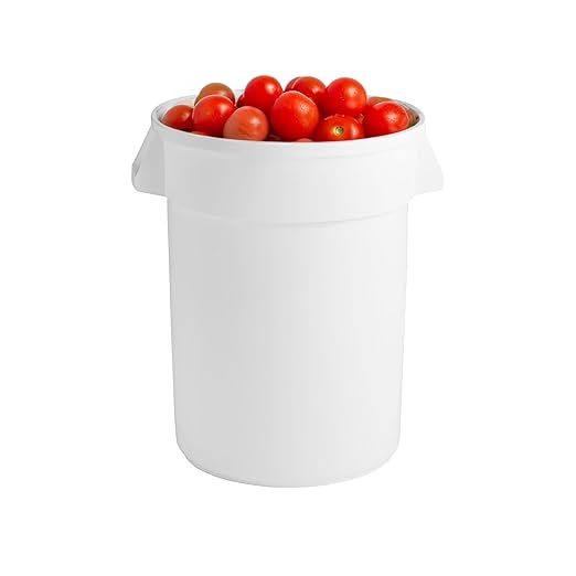 PRO&Family Commercial Round Trash Can, Ingredient Bin, Heavy-Duty Plastic, Anti-Static, Kitchen, Office, Outdoor Use (White, 32 Gallon)