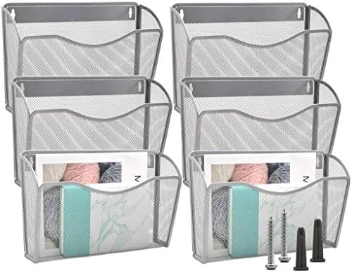 EASEPRES 6 Single Pocket Mesh Hanging File Organizer, Vertical Wall Mounted by EASEPRES