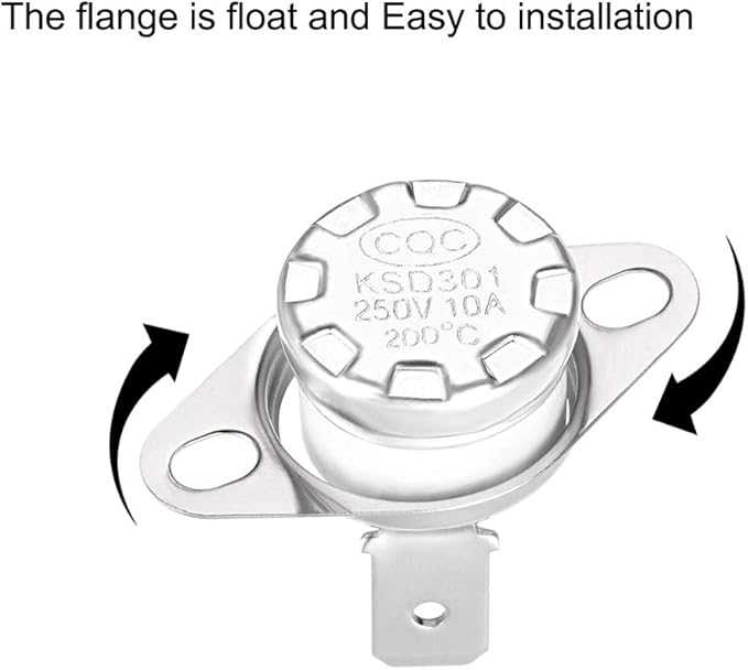 uxcell KSD301 Thermostat 200°C/392°F 10A Normally Closed N.C Adjust Snap Disc Temperature Switch for Microwaves,Oven,Coffee Maker 2pcs,Ceramic Material