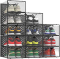 Pinkpum XXL 12 Pack Shoe Storage Box Clear Plastic Stackable Shoe Organizer by Pinkpum
