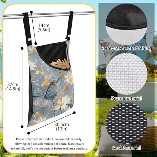 Butterfly Clothespin Bag with Hanging Rope 14.5 x 12 Inch Summer Waterproof - Image 6
