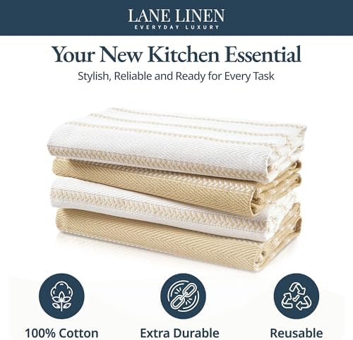 LANE LINEN Kitchen Towels Set of 4-18”x28” Absorbent Cotton Dish Towels - Image 3