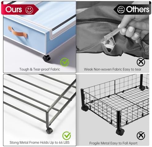 Yecaye Under Bed Storage with Wheels, 2 Pack Under Bed Storage Containers - Image 3