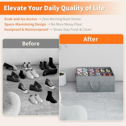 Aokeyee 2 Pack Shoe Organizer for Closet, Large Shoe Storage Box - Image 5