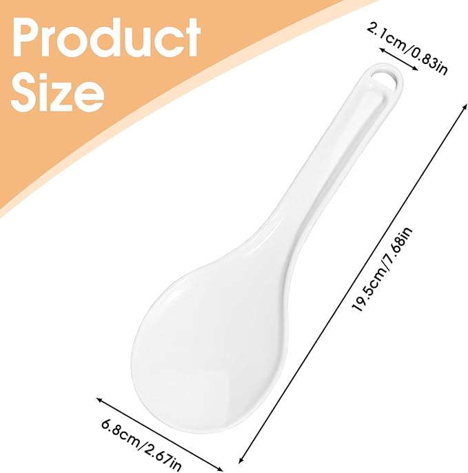 Giantree 2 Pcs Plastic Rice Paddle, 7.7 Inch Non-Stick White Rice Spoon Scooper for Cookers