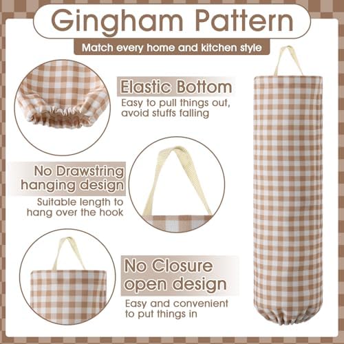 Gingham Plastic Bag Holder for Grocery Bag - Image 4
