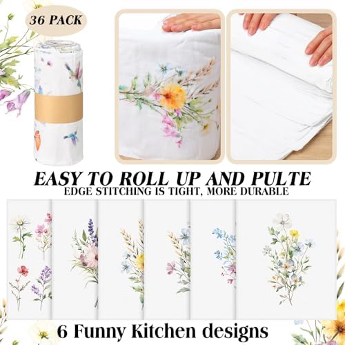 36 Pack Reusable Cloth Kitchen Paper Towels, Christian Style - Image 2