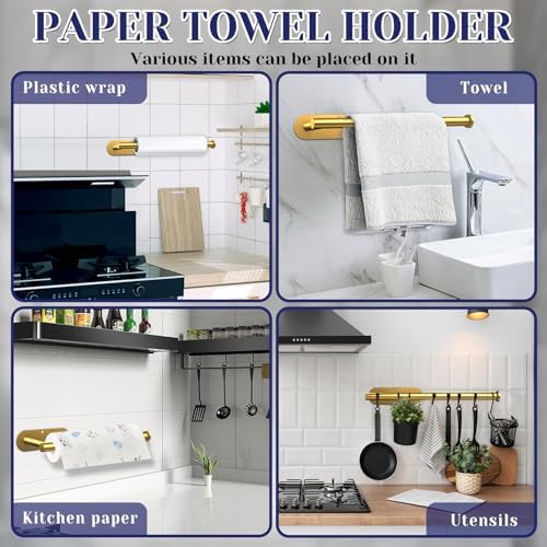 Gold Paper Towel Holder, Self Adhesive Paper Towel Holder Under Cabinet - Image 2