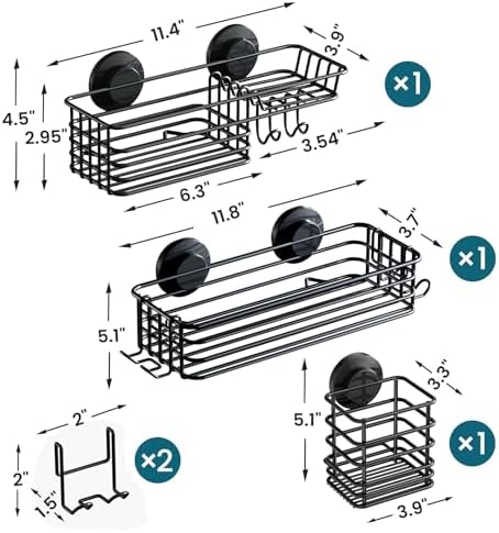 TAILI Shower Caddy Suction Cup, 3 Pack Shelves - Image 3