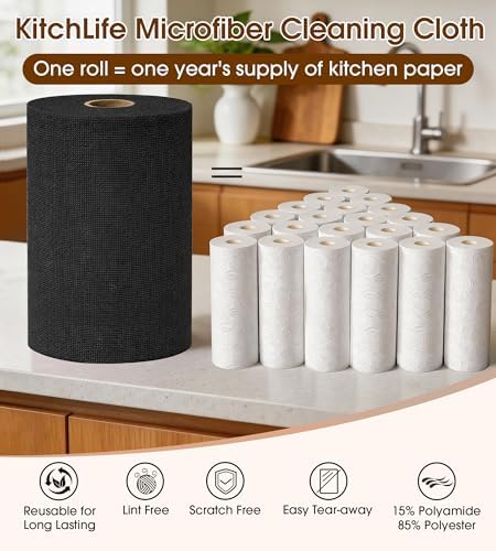 Microfiber Cleaning Cloth Roll, 100 Pack 12 x 12 Inch Tear Away Reusable Paper - Image 4