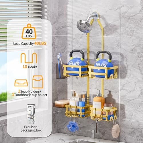 GAOKASE Aluminum Shower Caddy Hanging, Never Rust Shower Organizer - Image 4
