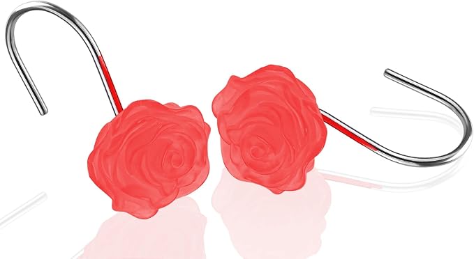 Decorative Rose Flower Shower Curtain Hooks, Glow in The Dark, 12 Pack - Image 4