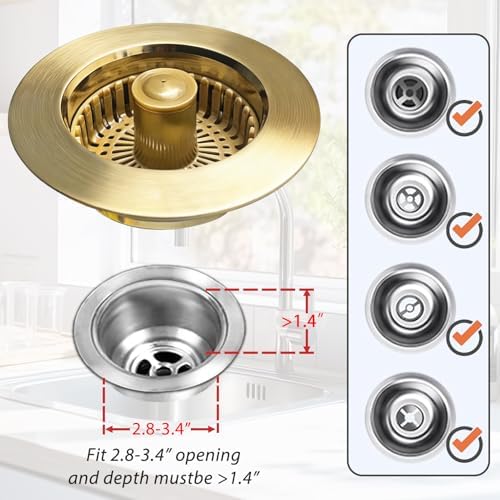 Anlige Kitchen Sink Drain Strainer, 3 in 1 Pop Up Kitchen Sink Stopper - Image 4