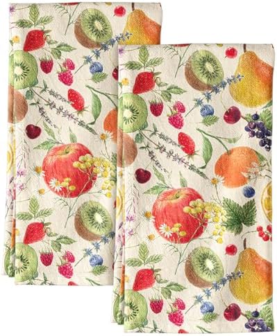 Miss Adola Flour Sack Kitchen Towels Set of 2, Fruit Symphony by MissAdola
