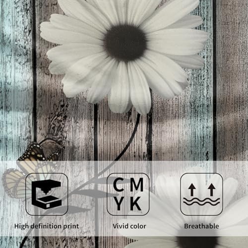 Rustic Barn White Daisy Hand Towels Flower Butterfly Teal Turquoise Brown - Image 3