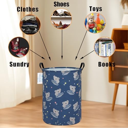 Round Laundry Basket Collapsible Storage Hamper Organizer Space Koala - Image 7