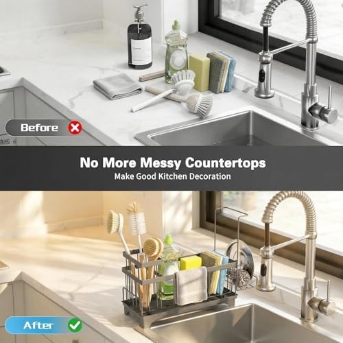 Sponge Holder for Kitchen Sink, Self-Draining Sink Caddy - Image 4