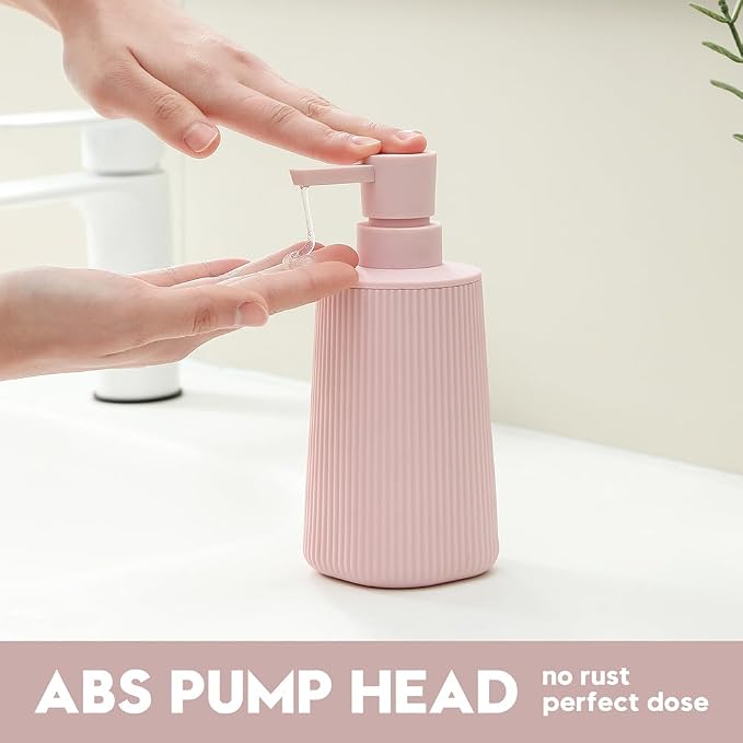 YAUKPH Small Soap Dispenser for Bathroom and Kitchen Matte Pink for Girls | - Image 3