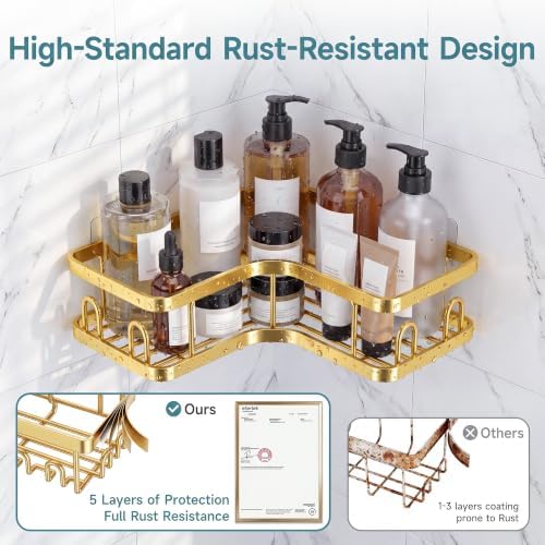 Veken Corner Shower Caddy 3-Pack, Advanced Rustproof Design&Stable Storage - Image 3