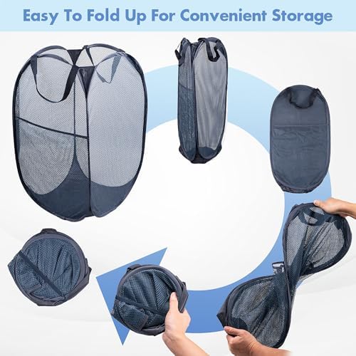 Pop Up Laundry Hamper, 70 L Collapsible Mesh Basket - Image 5