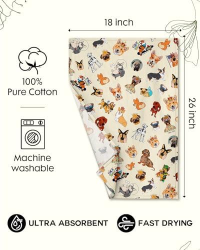 Miss Adola 150GSM Flour Sack Kitchen Towels Set of 2, Dog Lovers - Image 5