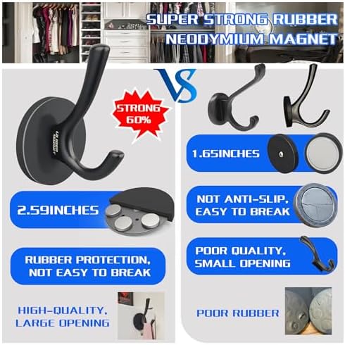 ULIBERMAGNET Strong Magnetic Double Hooks, 4 Pack Heavy Duty Sturdy Coat - Image 6