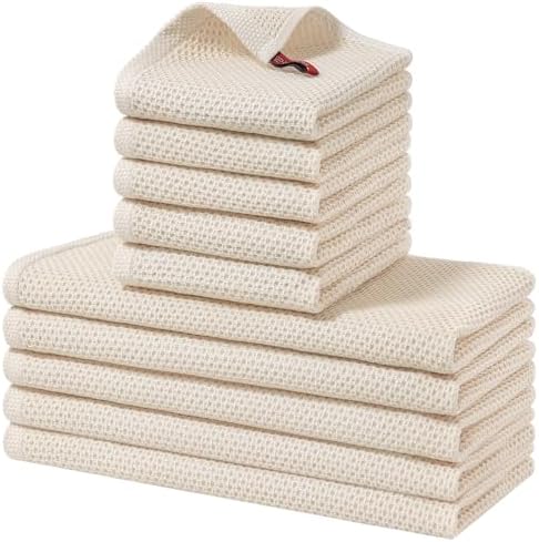Homaxy 10 Pack 100% Cotton Kitchen Towels and Dishcloths Set by Homaxy