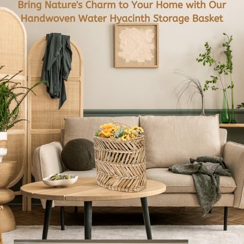 YOUEON Large Woven Hanging Storage Basket, Handwoven Front Door Flower Baskets - Image 7