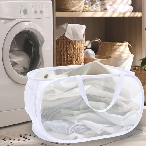 Collapsible Laundry Hamper Basket, Pop Up Mesh Foldable Bag - Image 2