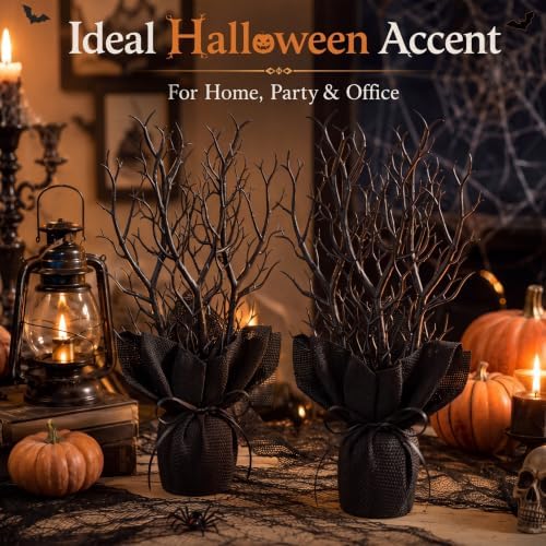 2 Pcs 13.8 Inches Halloween Black Artificial Branches Plastic Faux Manzanita - Image 4